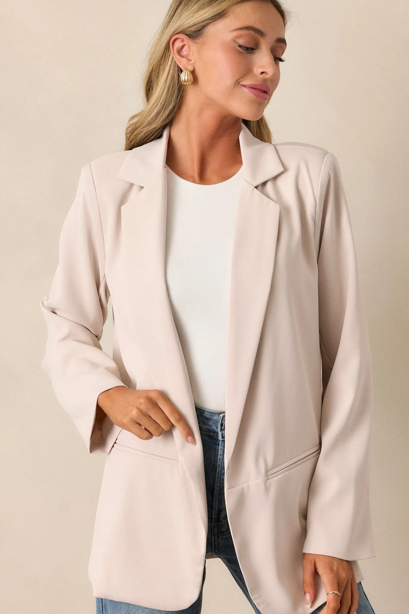 Radiant Horizons Ecru Beige Oversized Blazer