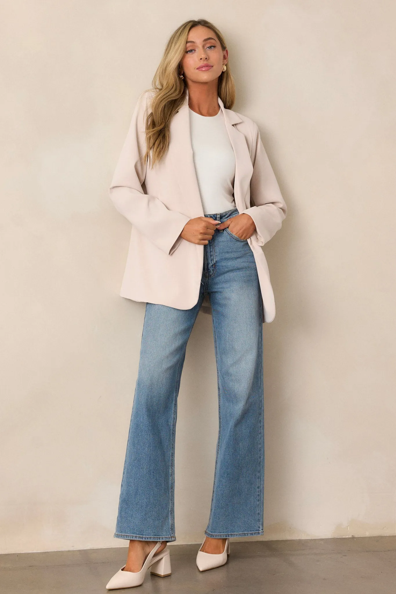 Radiant Horizons Ecru Beige Oversized Blazer