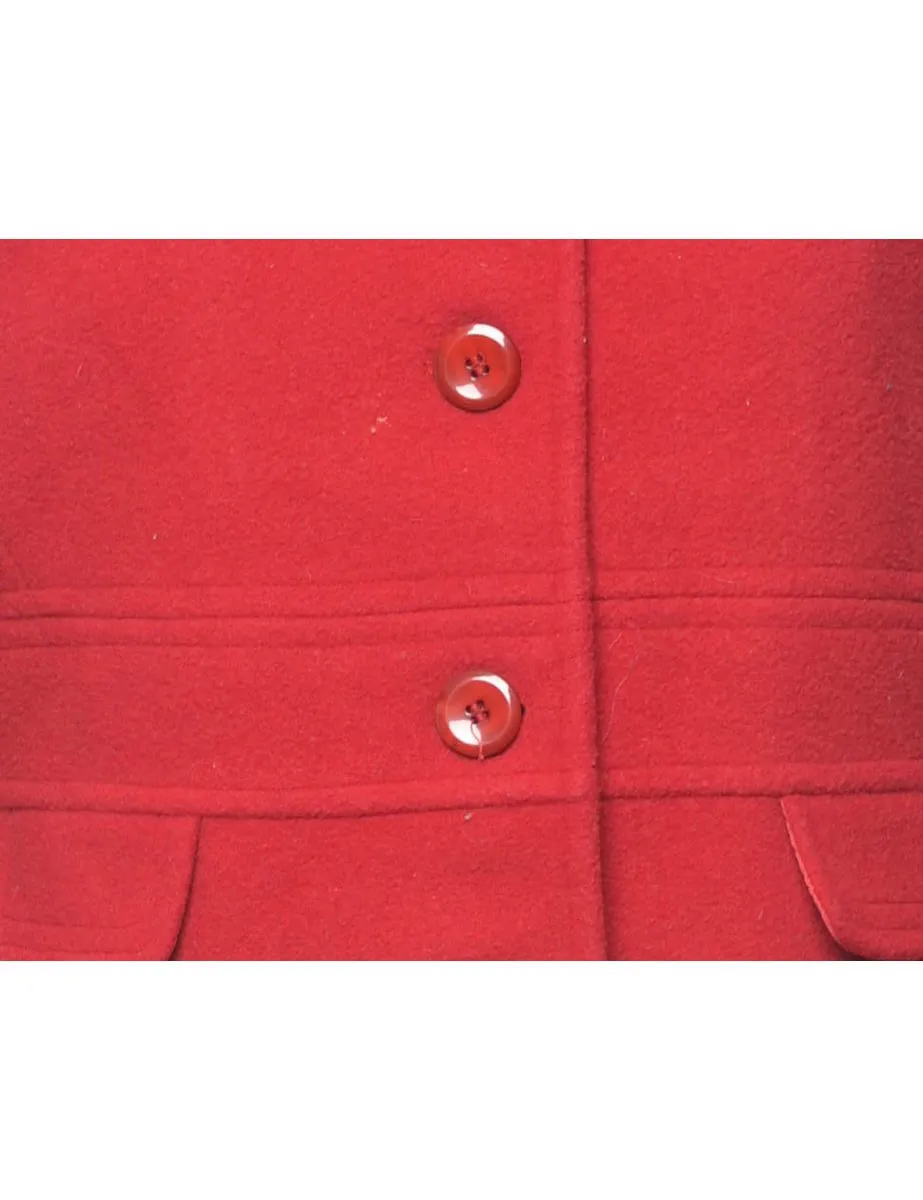 Red Classic Wool Coat - L