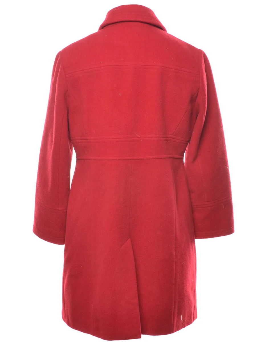 Red Classic Wool Coat - L