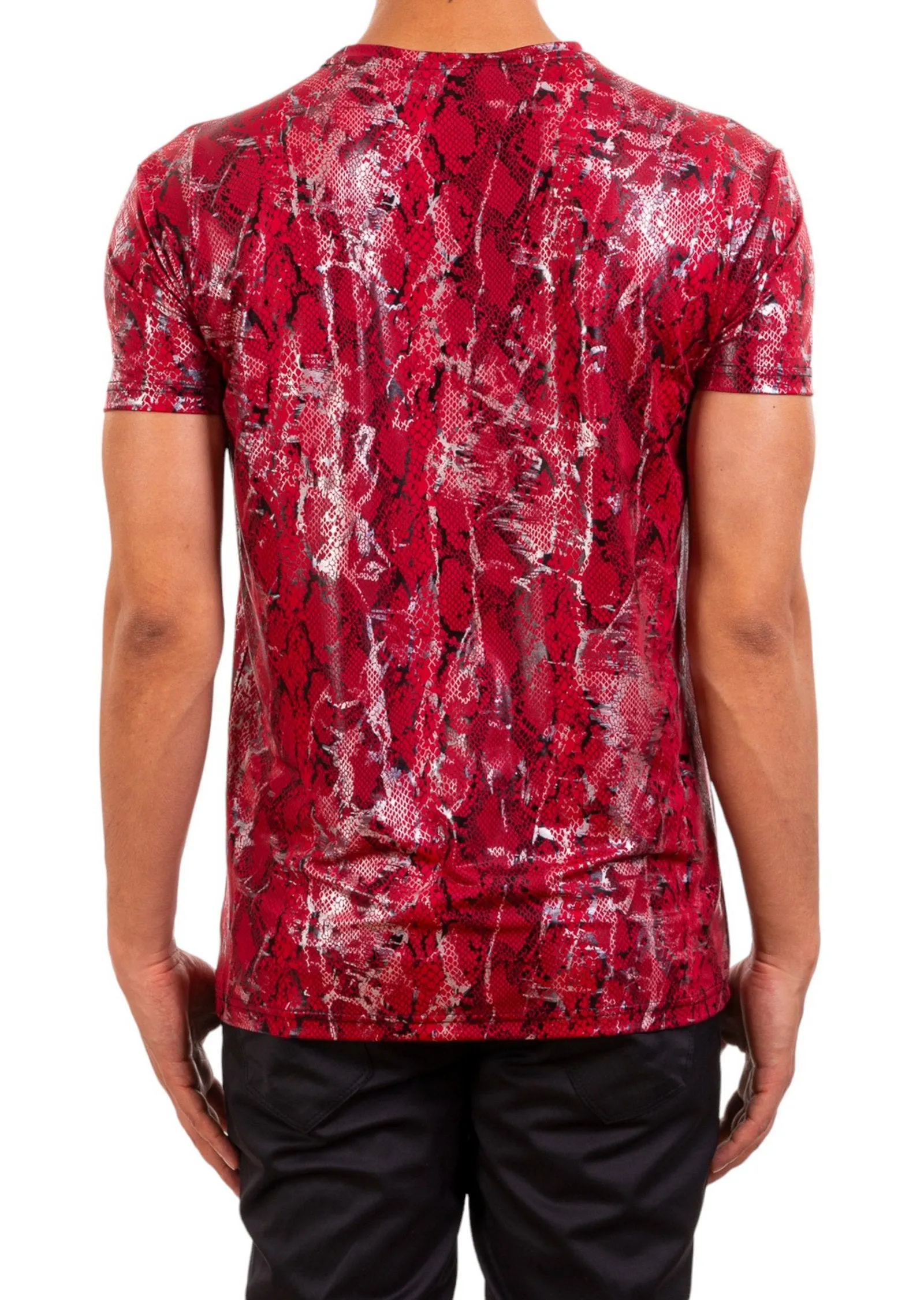 Red Silver Snake Tech Print Tee
