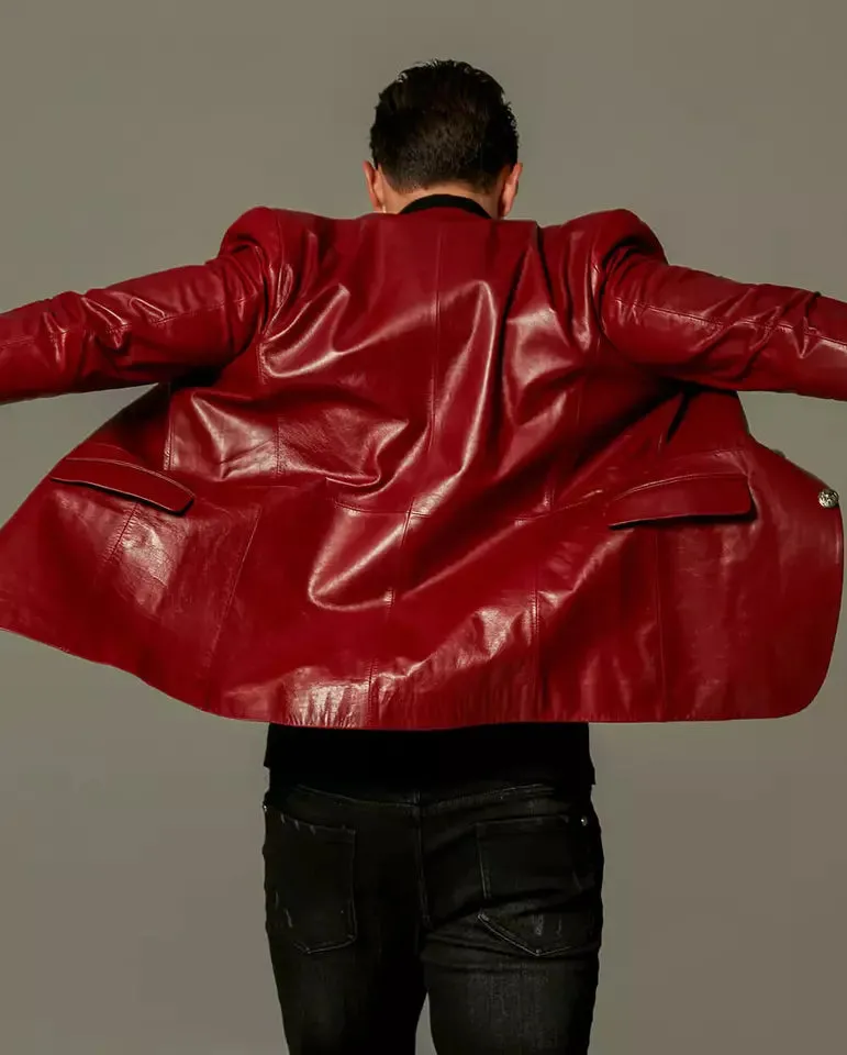 Red Wacco Lambskin Leather Blazer