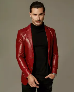 Red Wacco Lambskin Leather Blazer