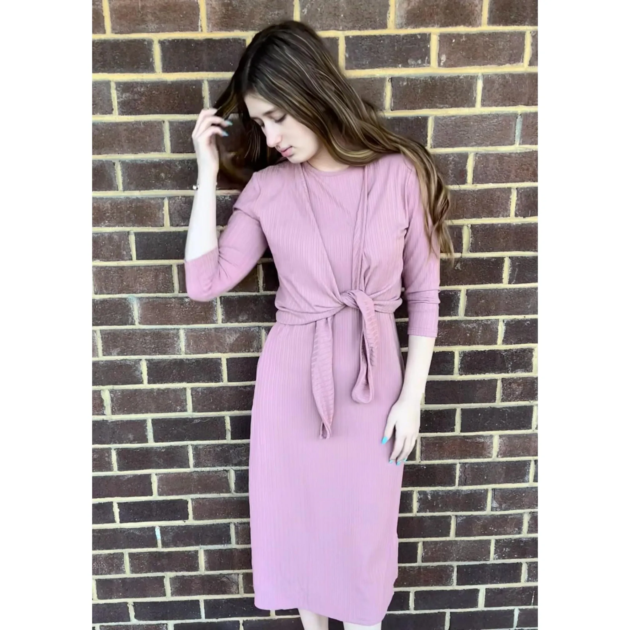 Ribbed Sleeveless Jumper Mauve