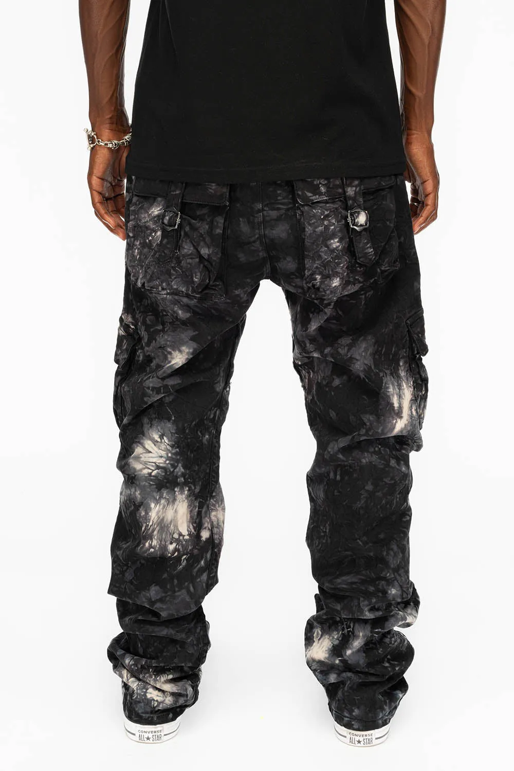 ROBINS NEW MILITARY STYLE CARGO PANTS IN ASTROBLACK WASH