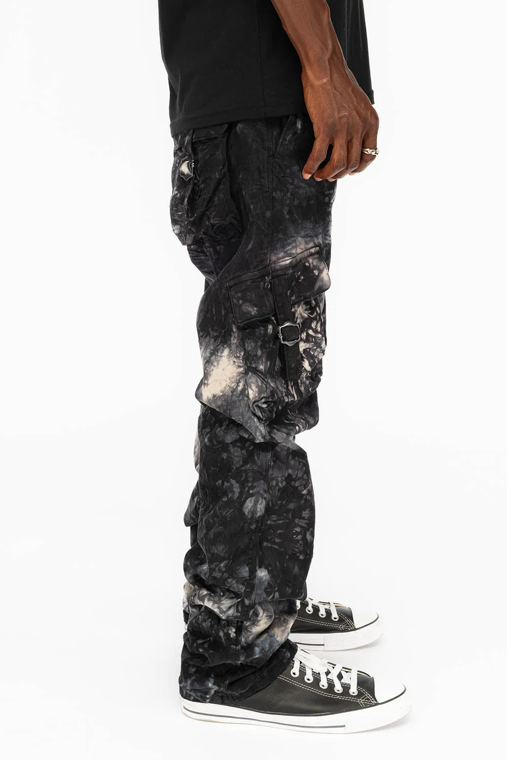 ROBINS NEW MILITARY STYLE CARGO PANTS IN ASTROBLACK WASH