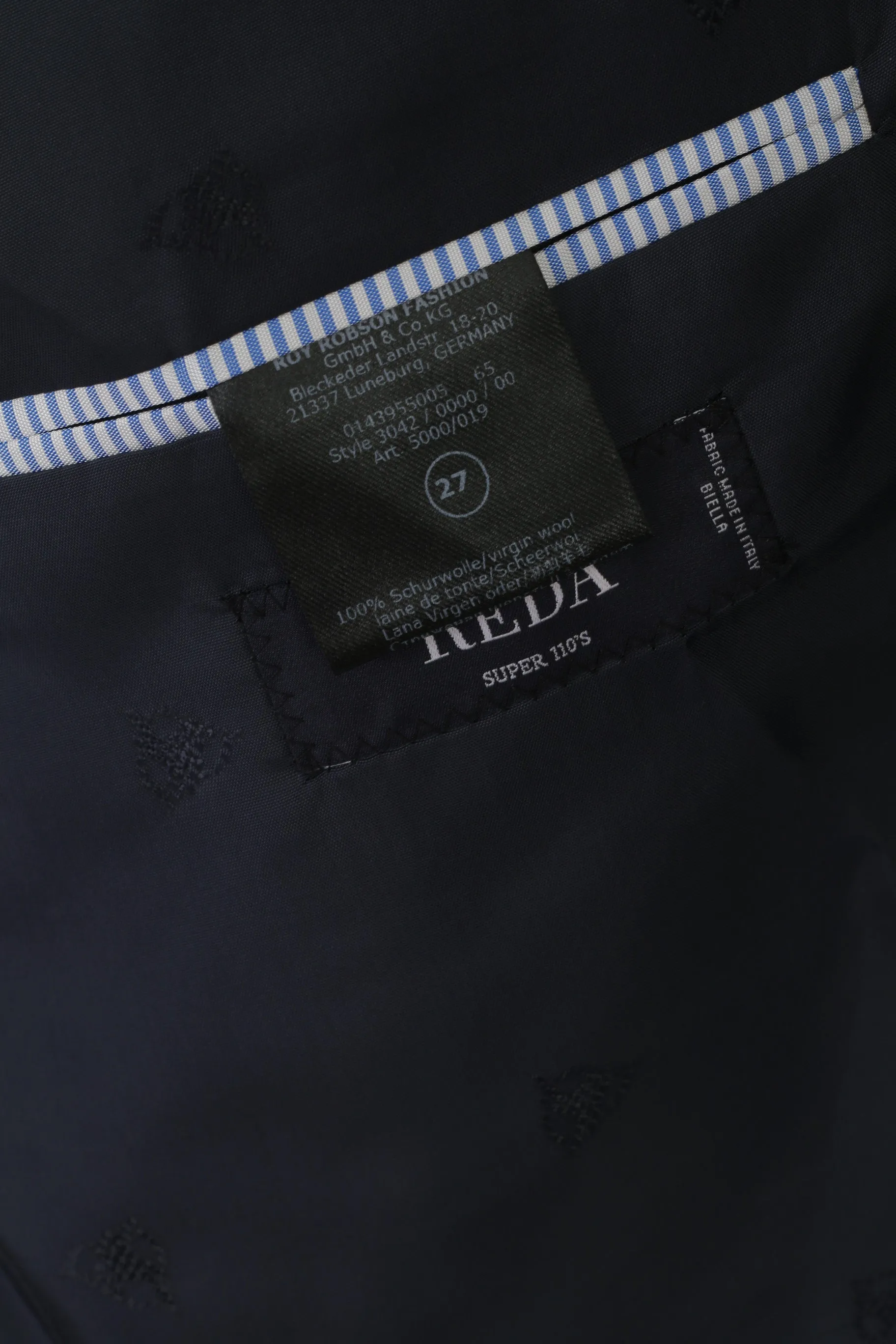 Roy Robson Men 27 42 Blazer Navy 100% Wool Reda Super 110 Single Breasted Jacket