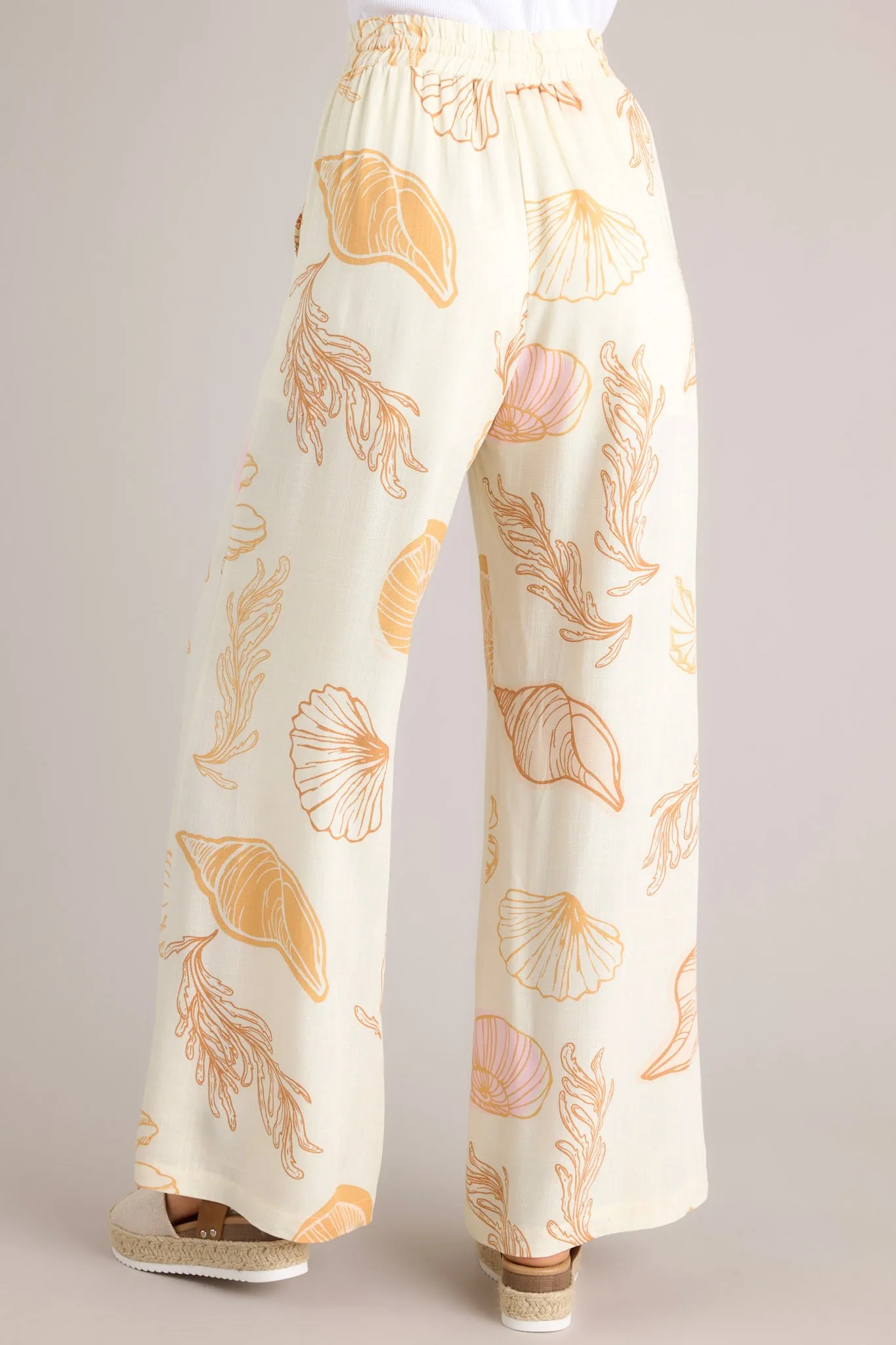 Sandy Shores Orange Tropical Print Drawstring Pants