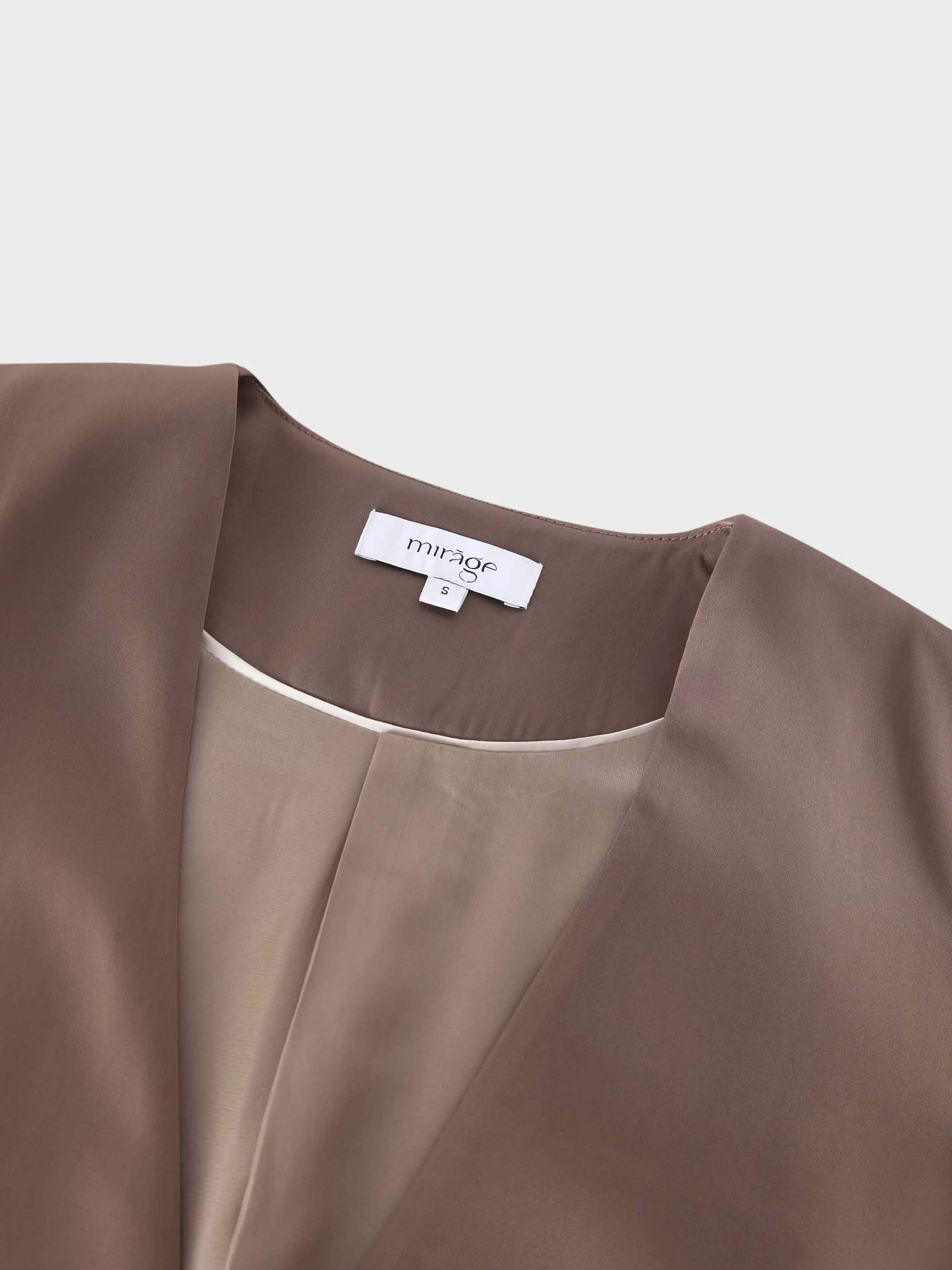 Satin Evening Blazer-Taupe