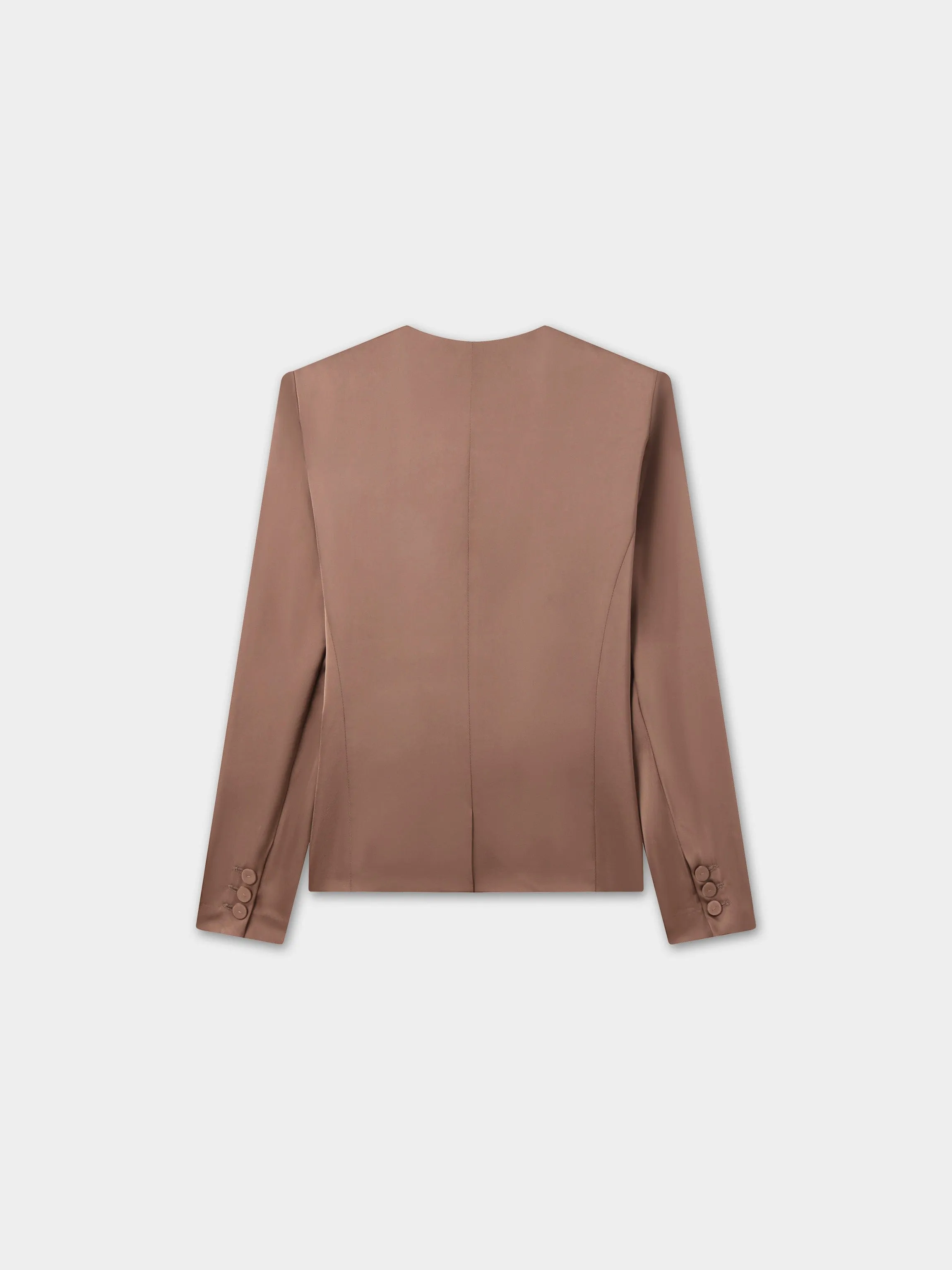 Satin Evening Blazer-Taupe