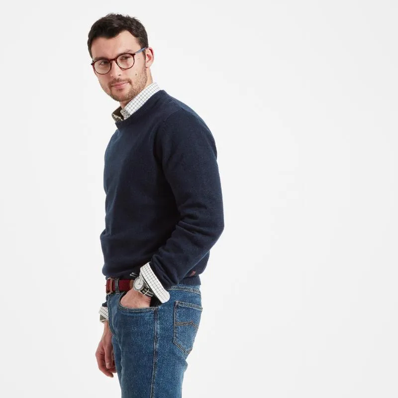 Schoffel Lambswool Crew Neck Mens Jumper - Navy