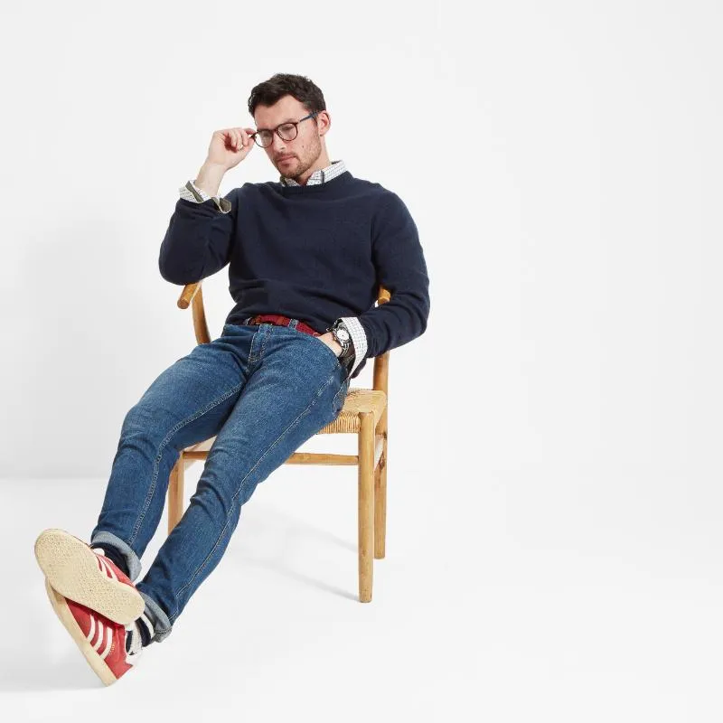 Schoffel Lambswool Crew Neck Mens Jumper - Navy