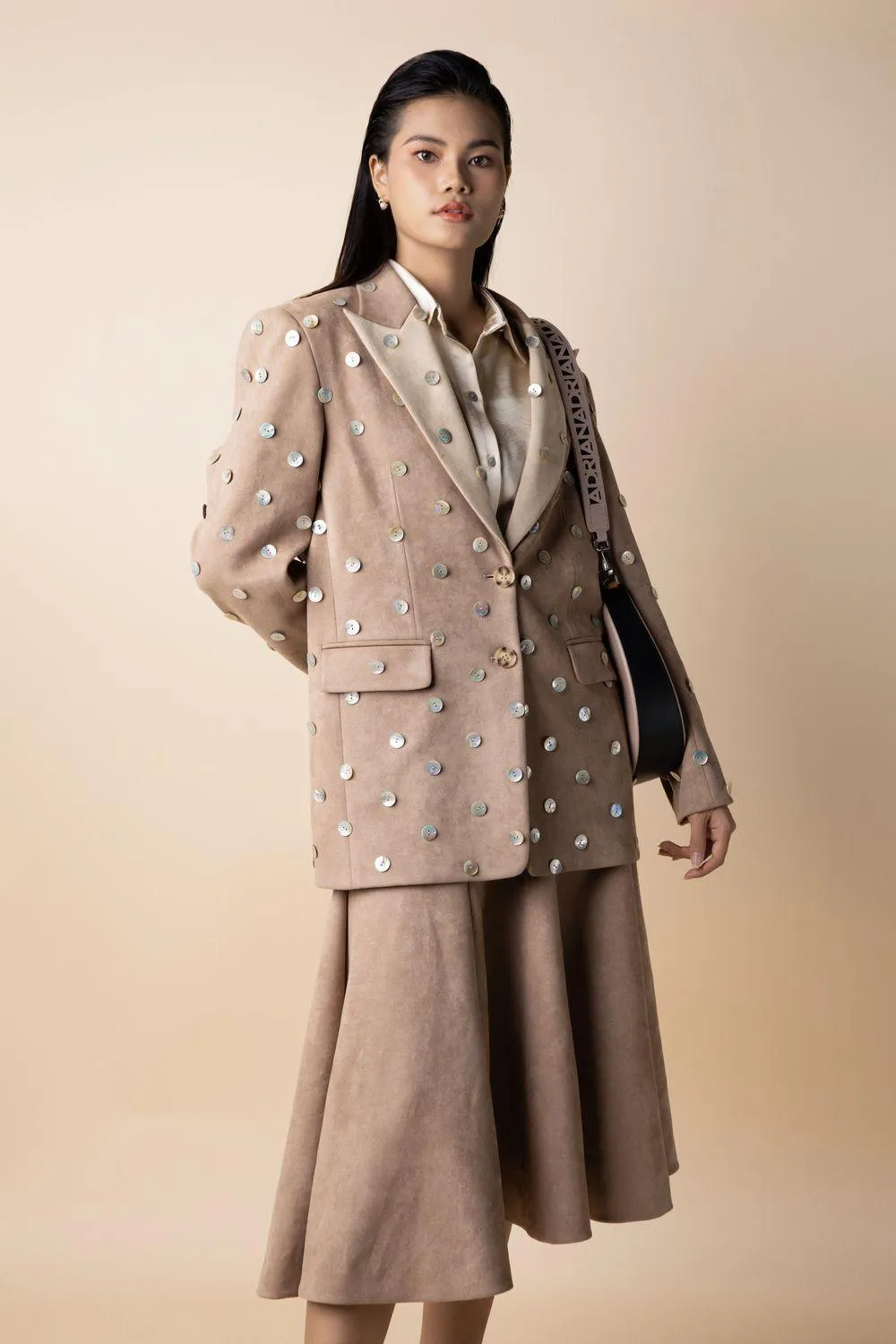 Shanny Straight Peak Lapel Polyester Blazer