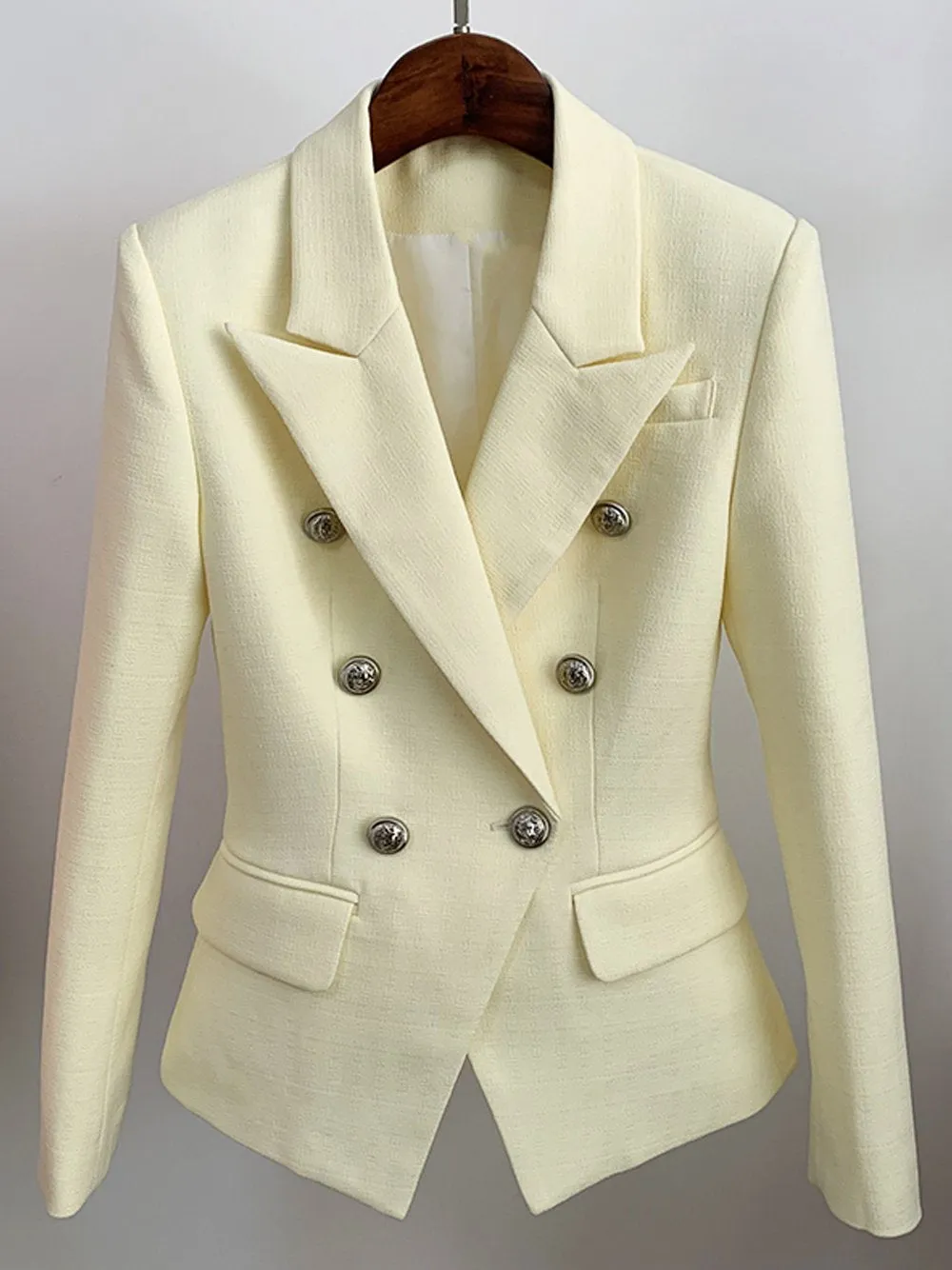Slim Fit Double Breasted Blazer in Yellow