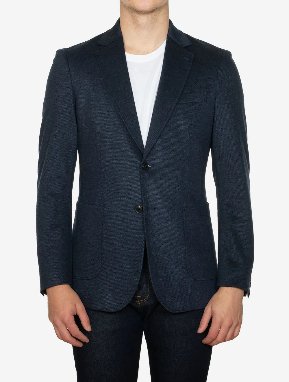 Slim Two Toned Twill jersery Blazer Evening Blue