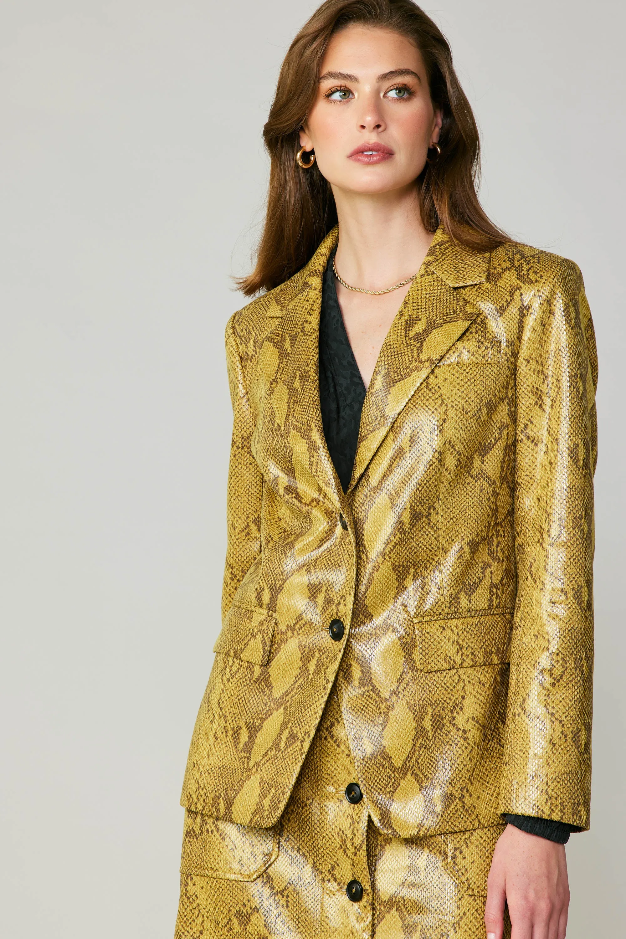 Snakeskin Welt Pocket Blazer