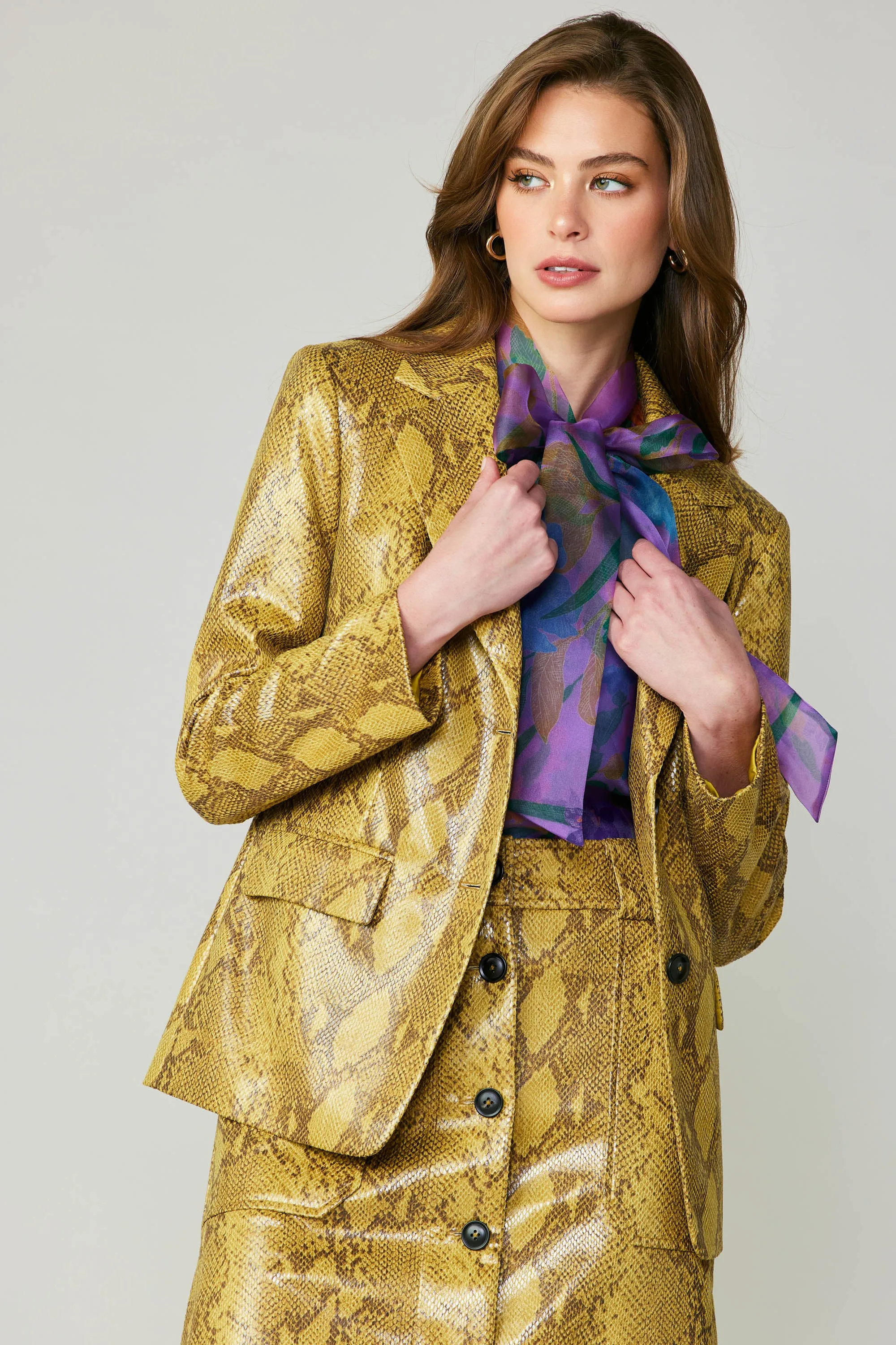 Snakeskin Welt Pocket Blazer
