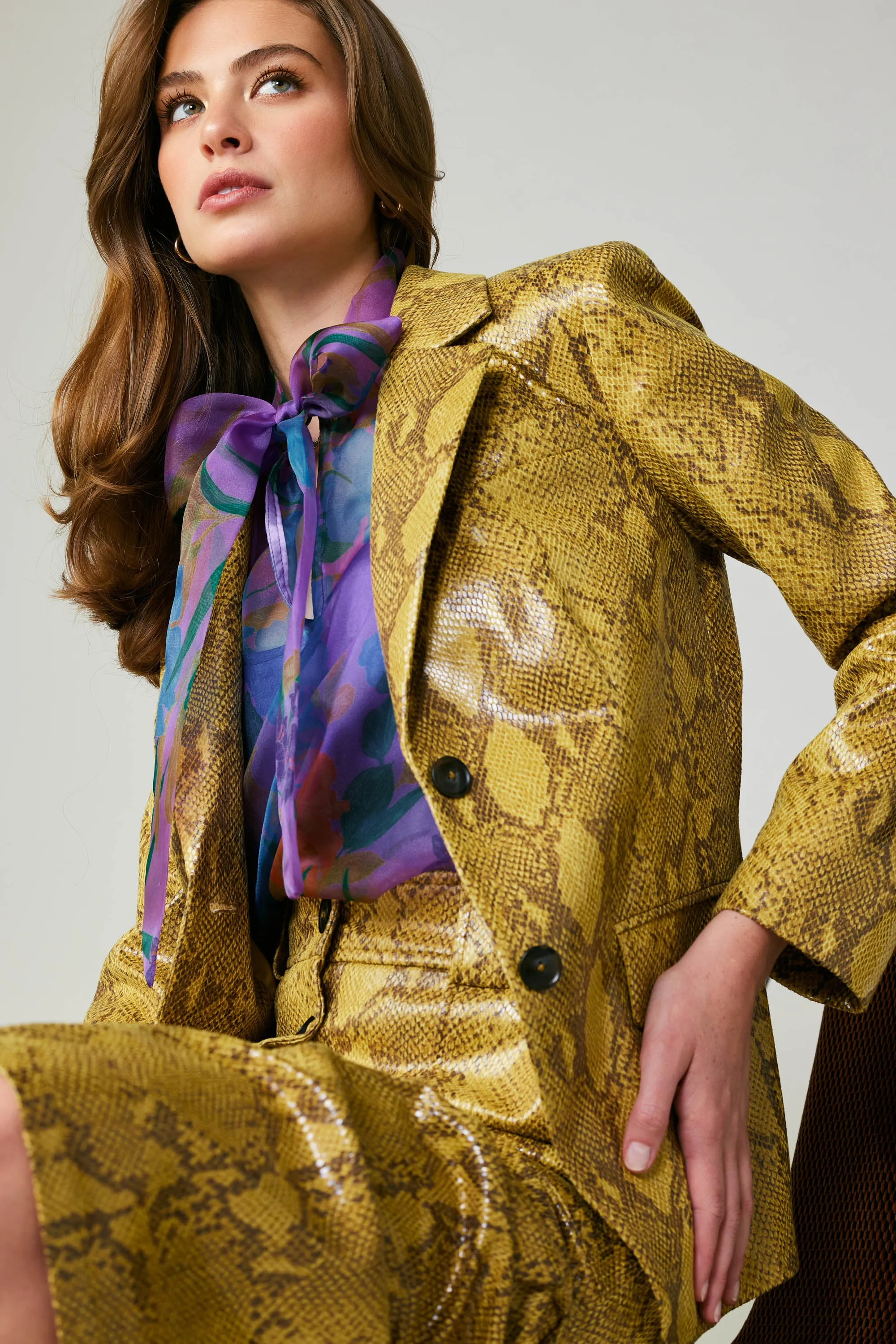 Snakeskin Welt Pocket Blazer
