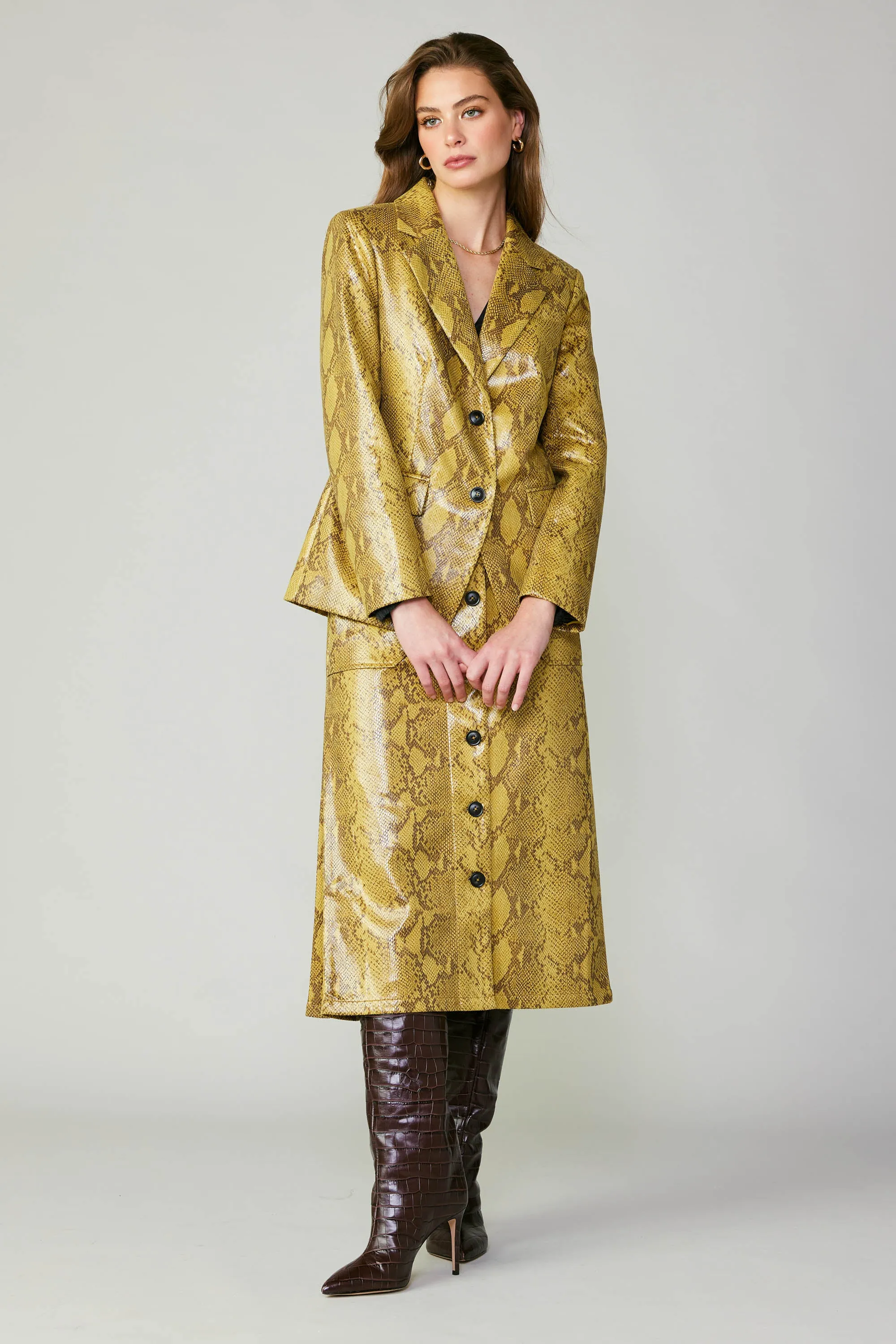 Snakeskin Welt Pocket Blazer