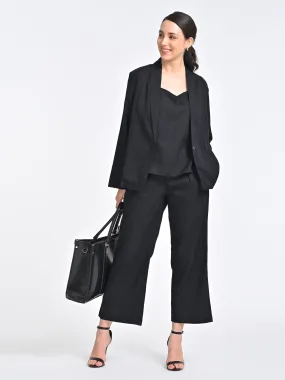 Solid Black Overlay and Slip Top with Trousers 3 Piece Coords Set