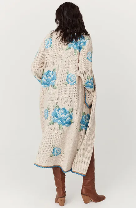 Spell Coastal Granny Maxi Cardigan | Cornflower