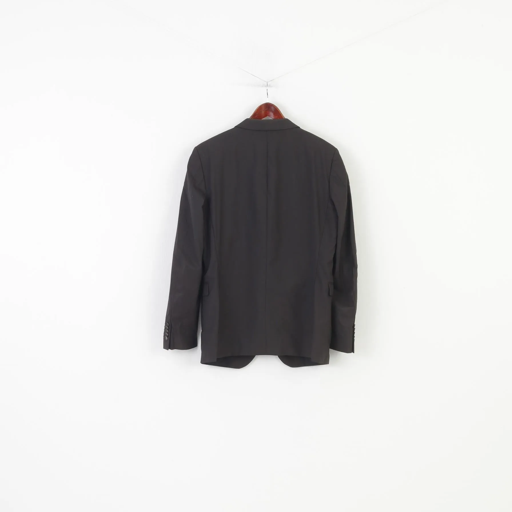 Strellson Men L Blazer Dark Brown Single Breasted Shoulder Pads Jacket