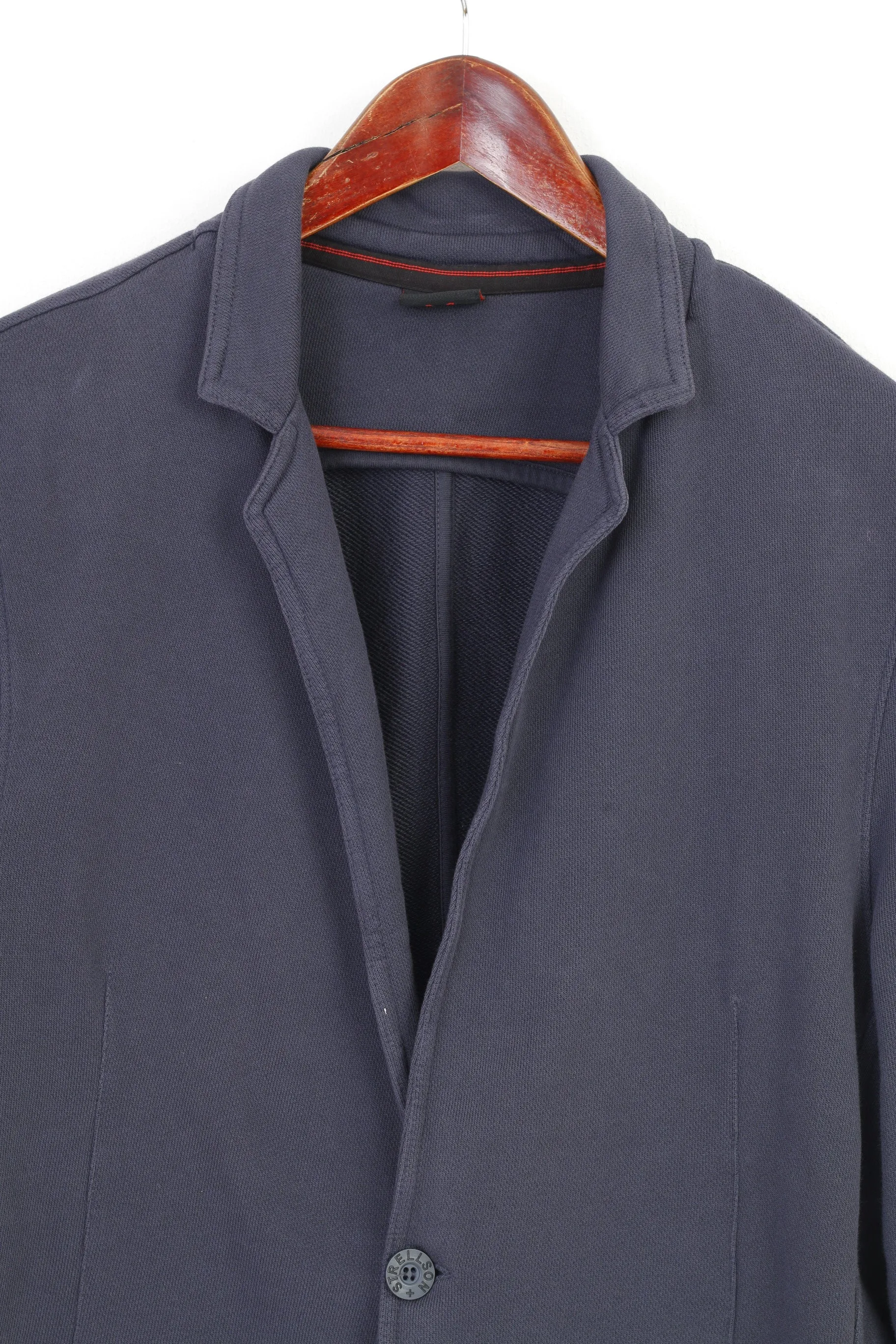 Strellson Men M Blazer Cotton Navy Blue Buttons Long Sleeve Top