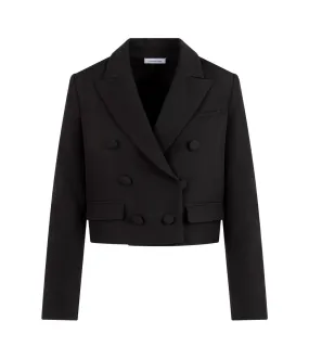 Stretch Wool Crepe Tuxedo Crop