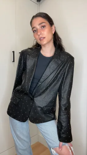 Studded Leather Blazer - L