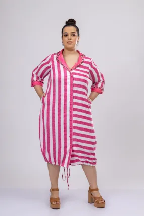 Superannuated Embroidered Shirt Dress