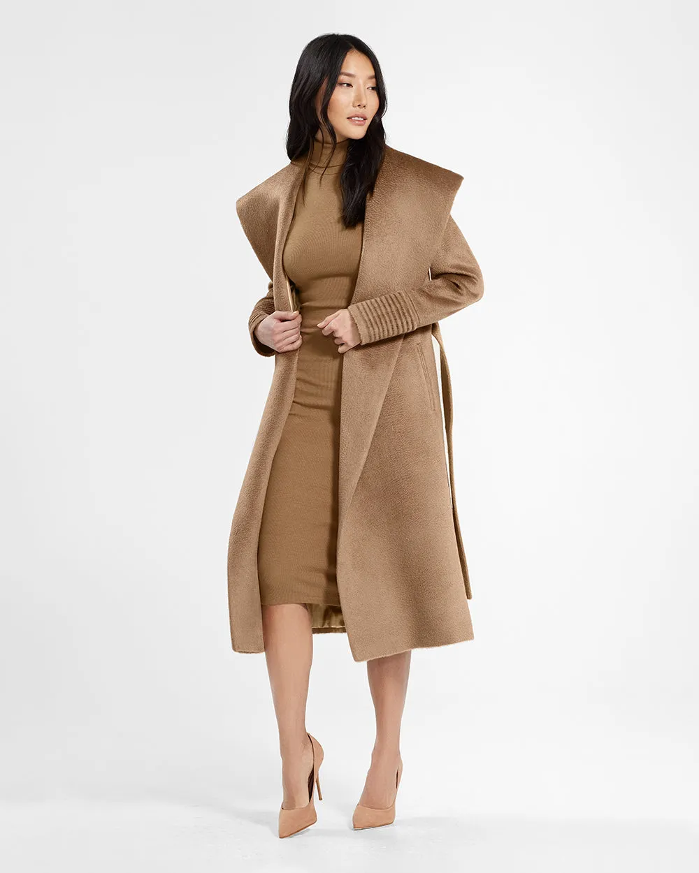 Suri Alpaca Long Shawl Collar Wrap Coat