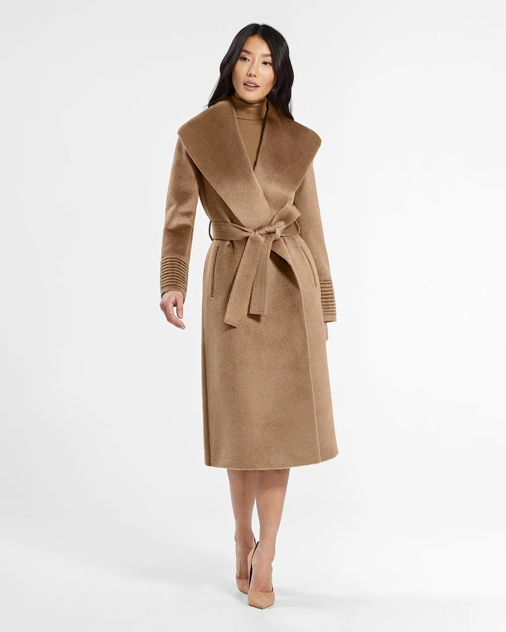 Suri Alpaca Long Shawl Collar Wrap Coat