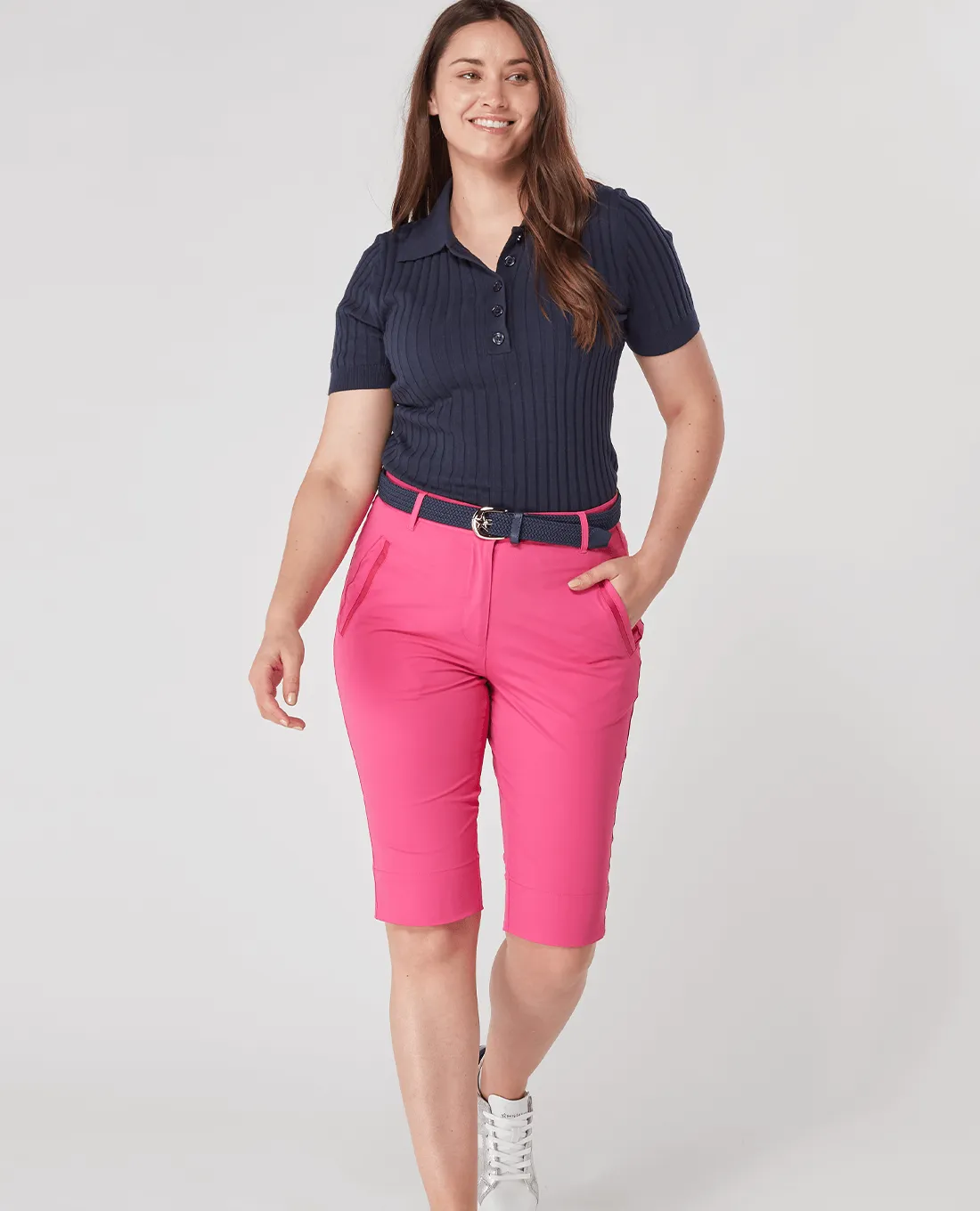 SWING OUT SISTER Abigail Knitted Polo Navy Blazer
