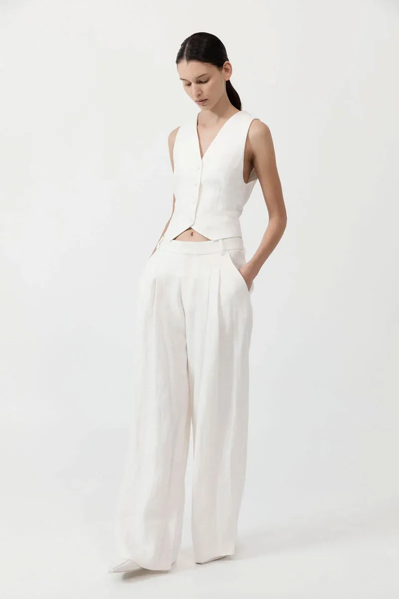 Tailored Linen Pants - Ivory