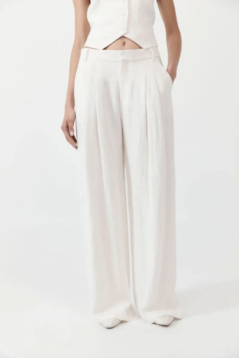 Tailored Linen Pants - Ivory