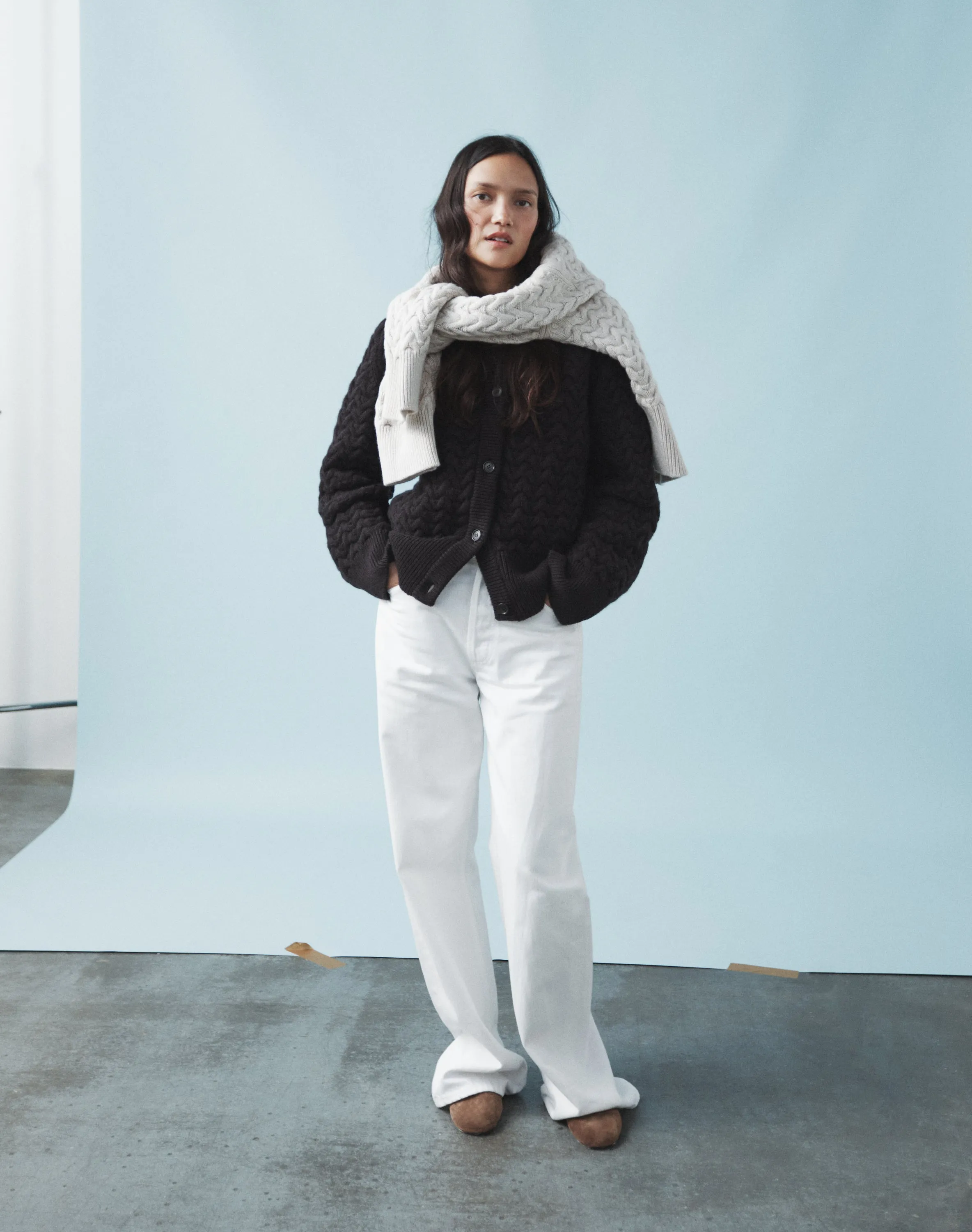The BORDER CABLE Cardigan - Carob
