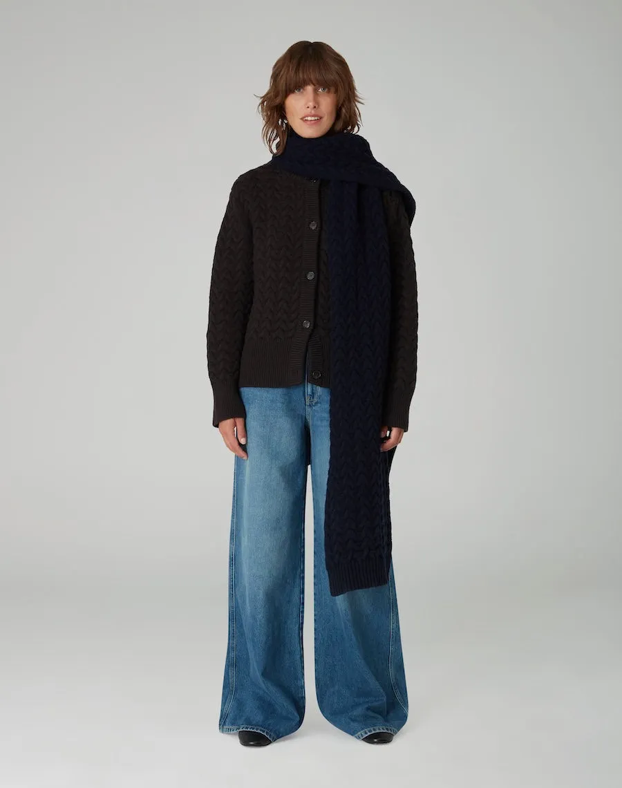 The BORDER CABLE Cardigan - Carob