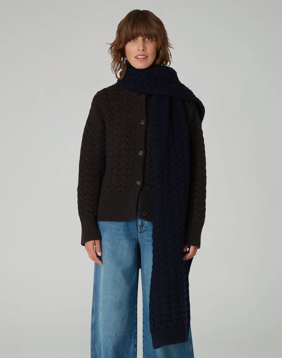 The BORDER CABLE Cardigan - Carob