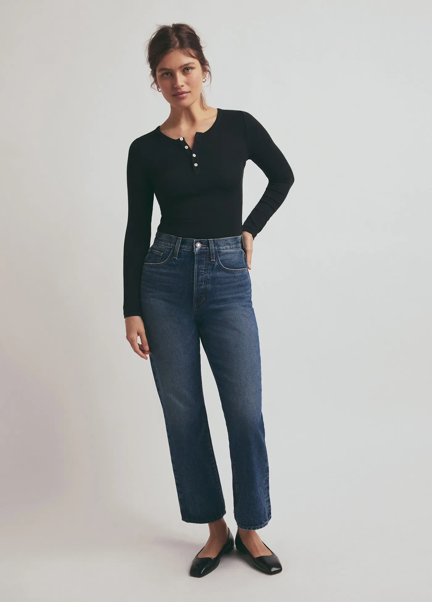 THE HENLEY RIBBED LONG SLEEVE