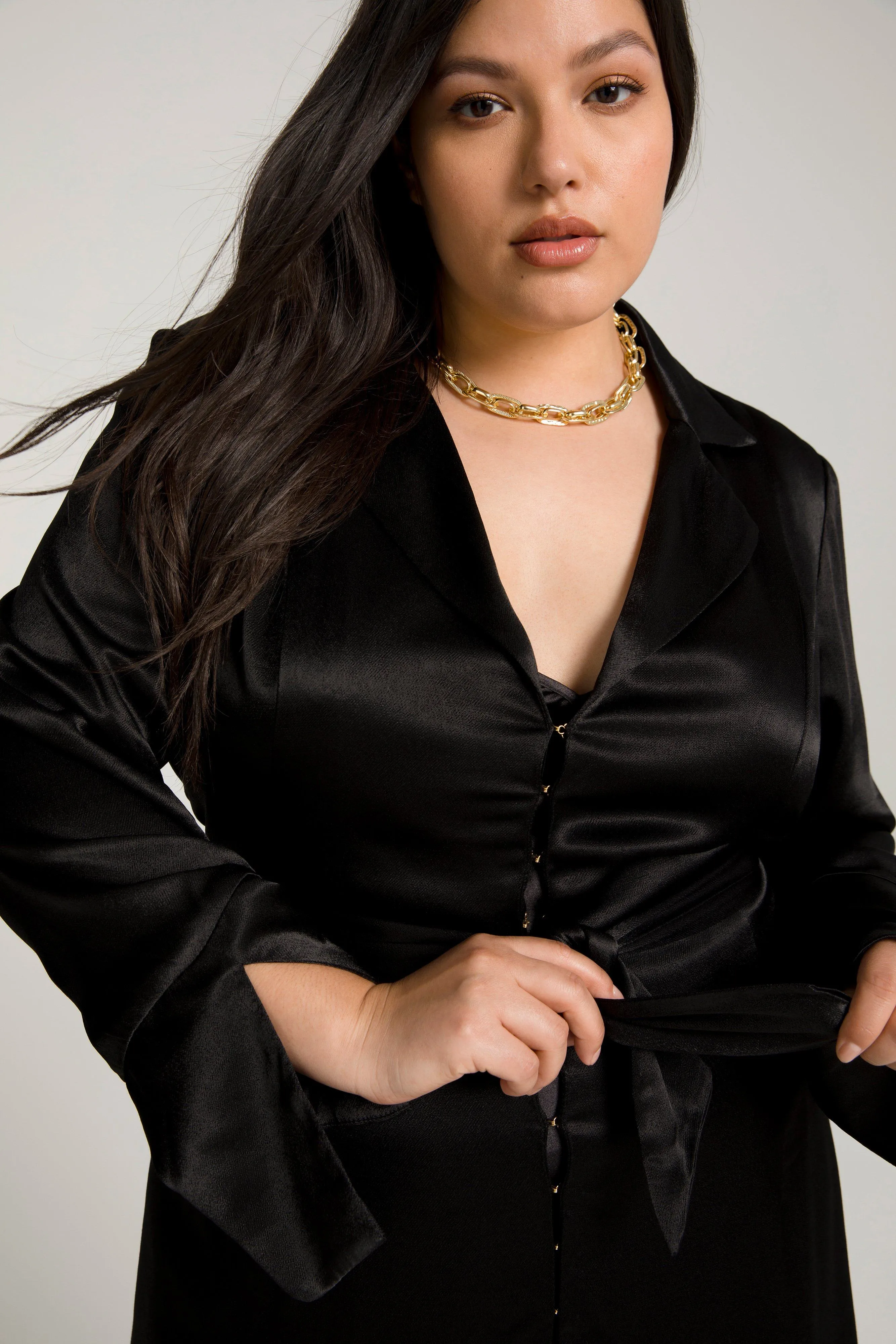 TIE WAIST BLAZER DRESS | BLACK001