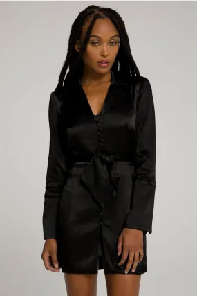 TIE WAIST BLAZER DRESS | BLACK001