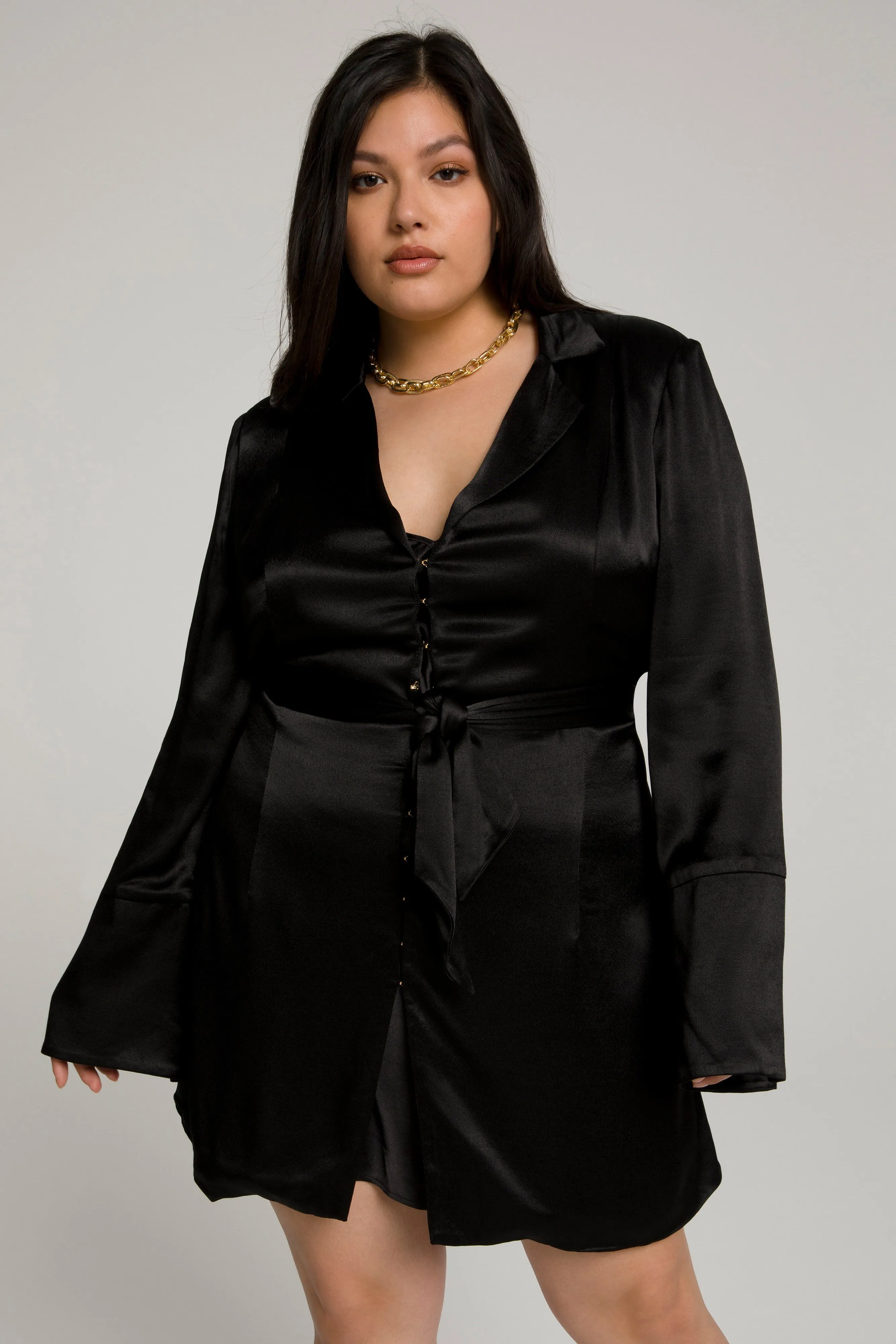 TIE WAIST BLAZER DRESS | BLACK001