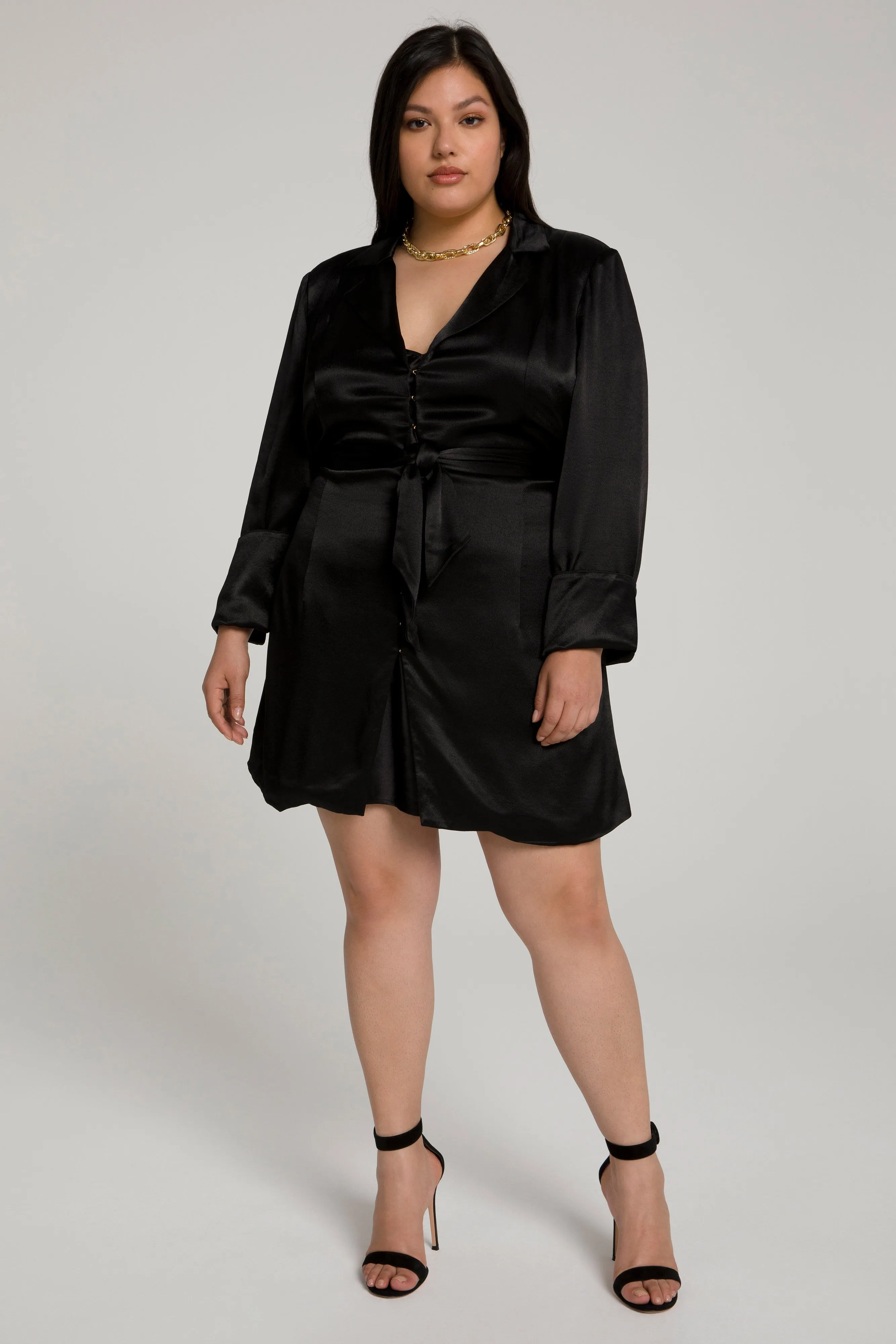 TIE WAIST BLAZER DRESS | BLACK001