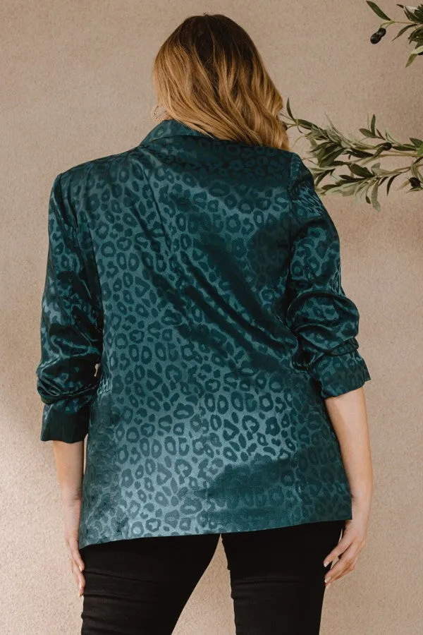 Too Far Gone Leopard Blazer - Dark Forest