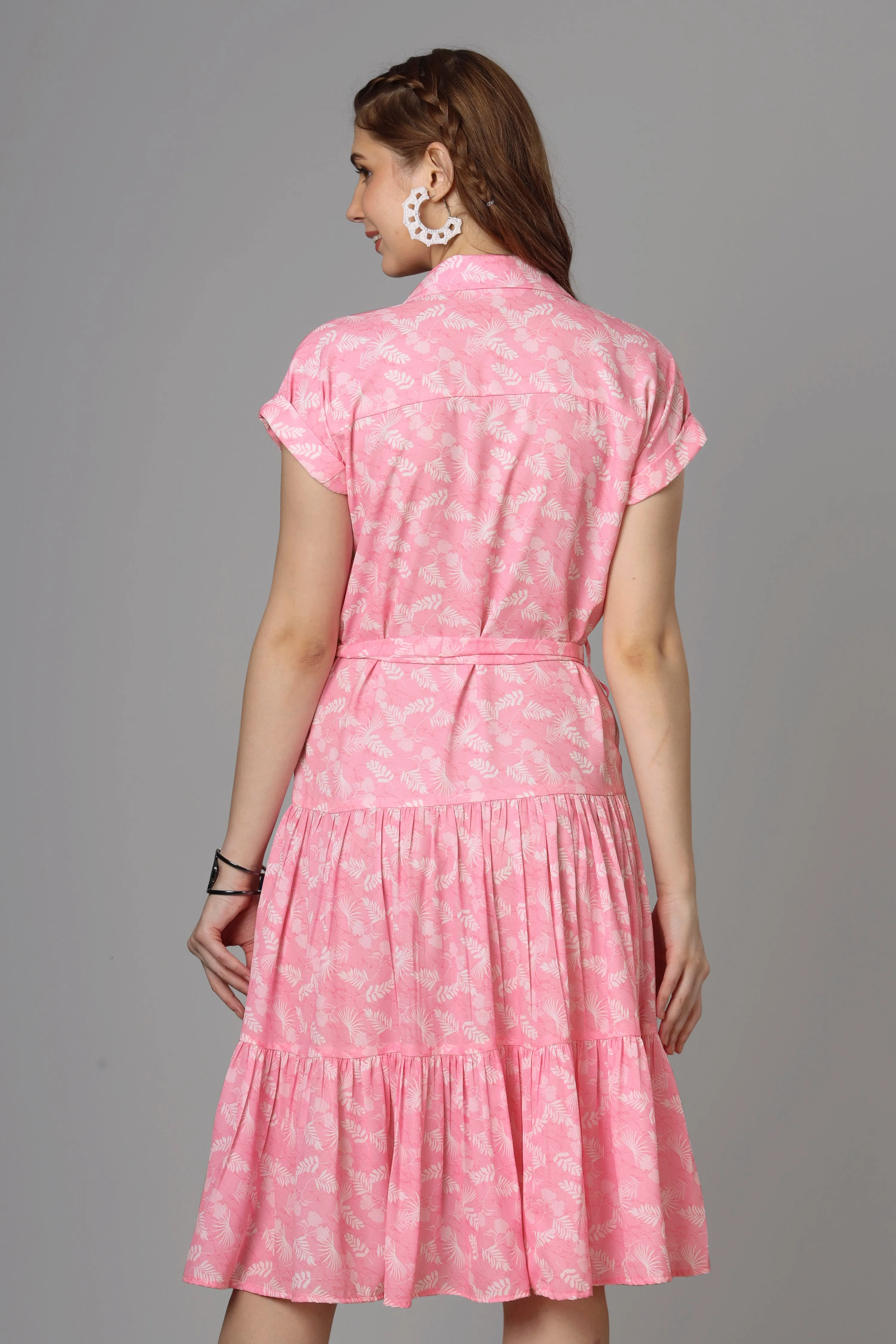 Trendy Floral Shirt Dress For Women
