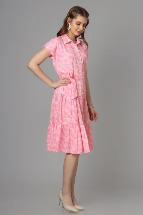 Trendy Floral Shirt Dress For Women