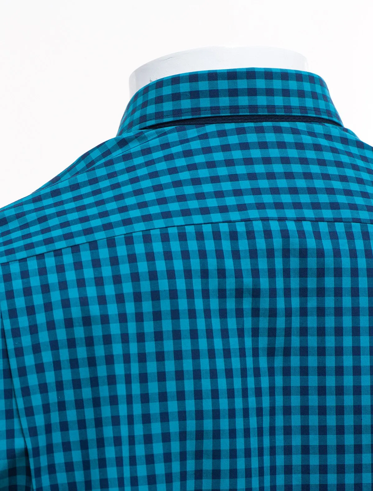TURQOISE  & NAVY GINGHAM SHIRT