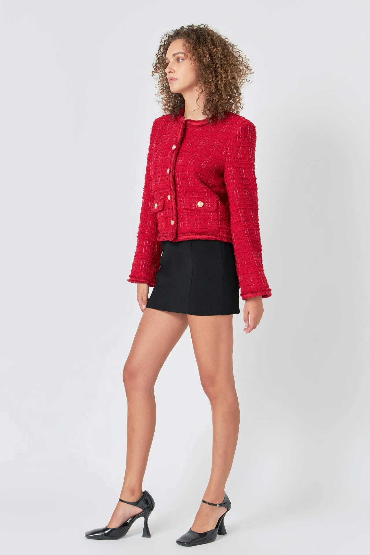 Tweed Buttoned Blazer