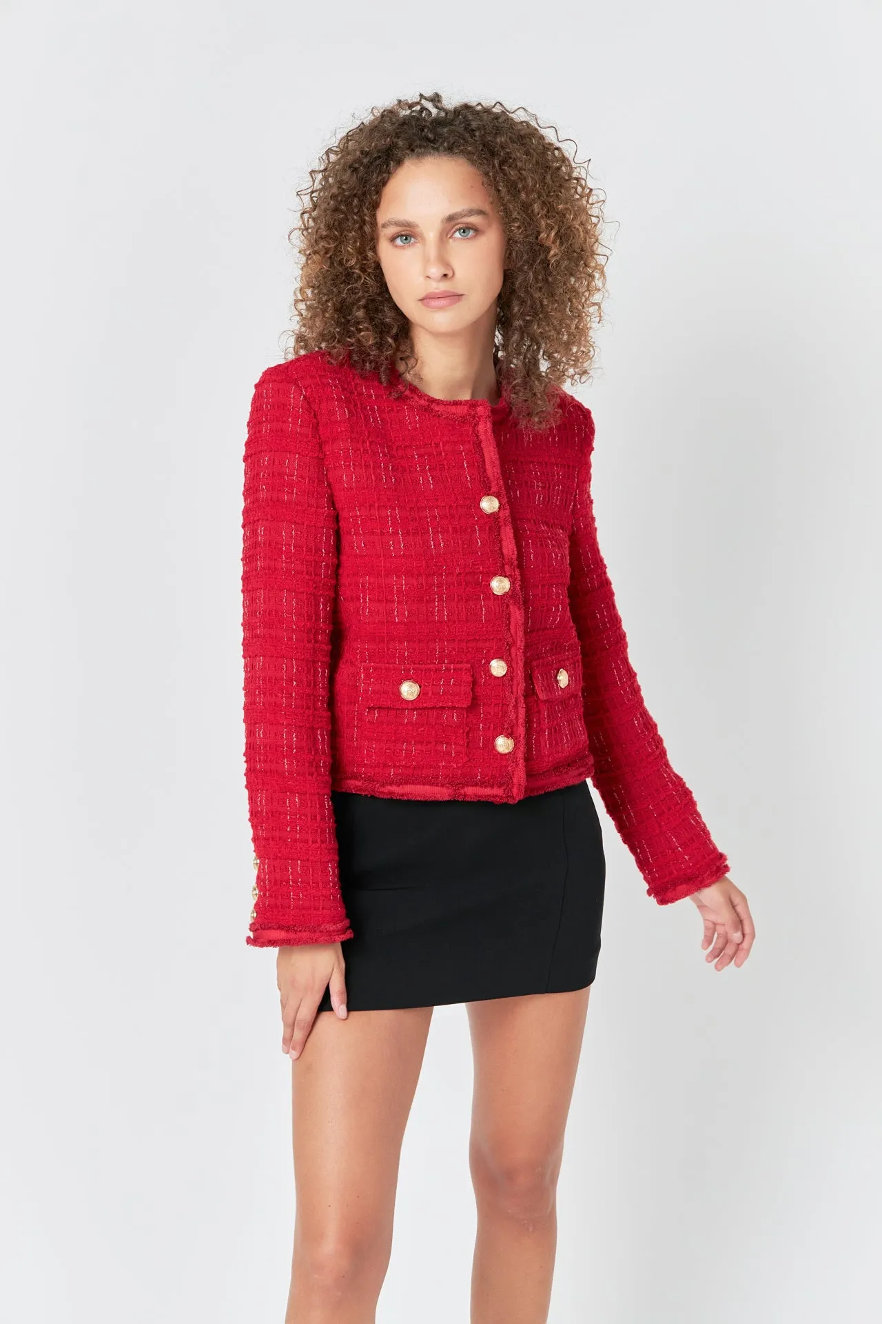 Tweed Buttoned Blazer