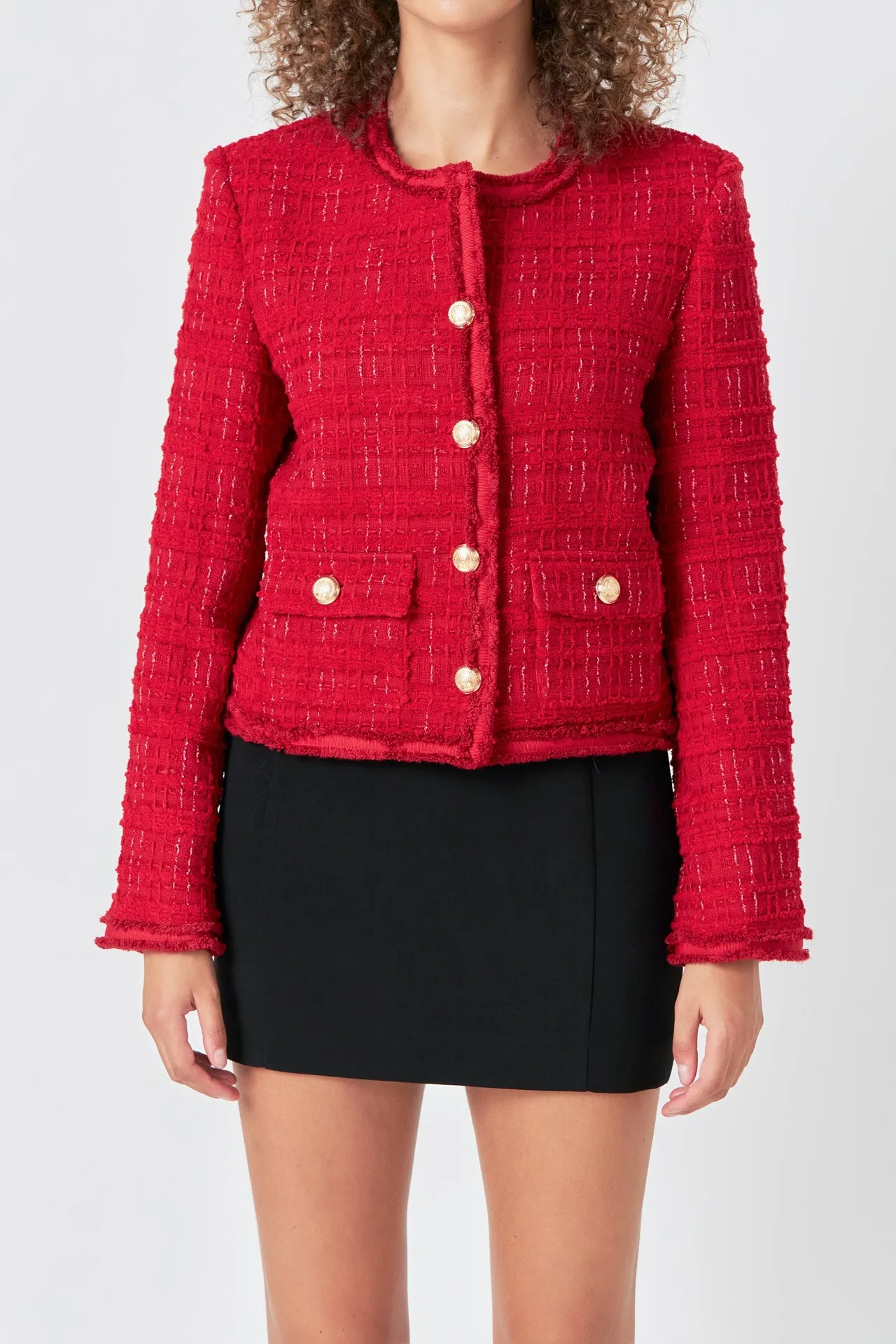 Tweed Buttoned Blazer